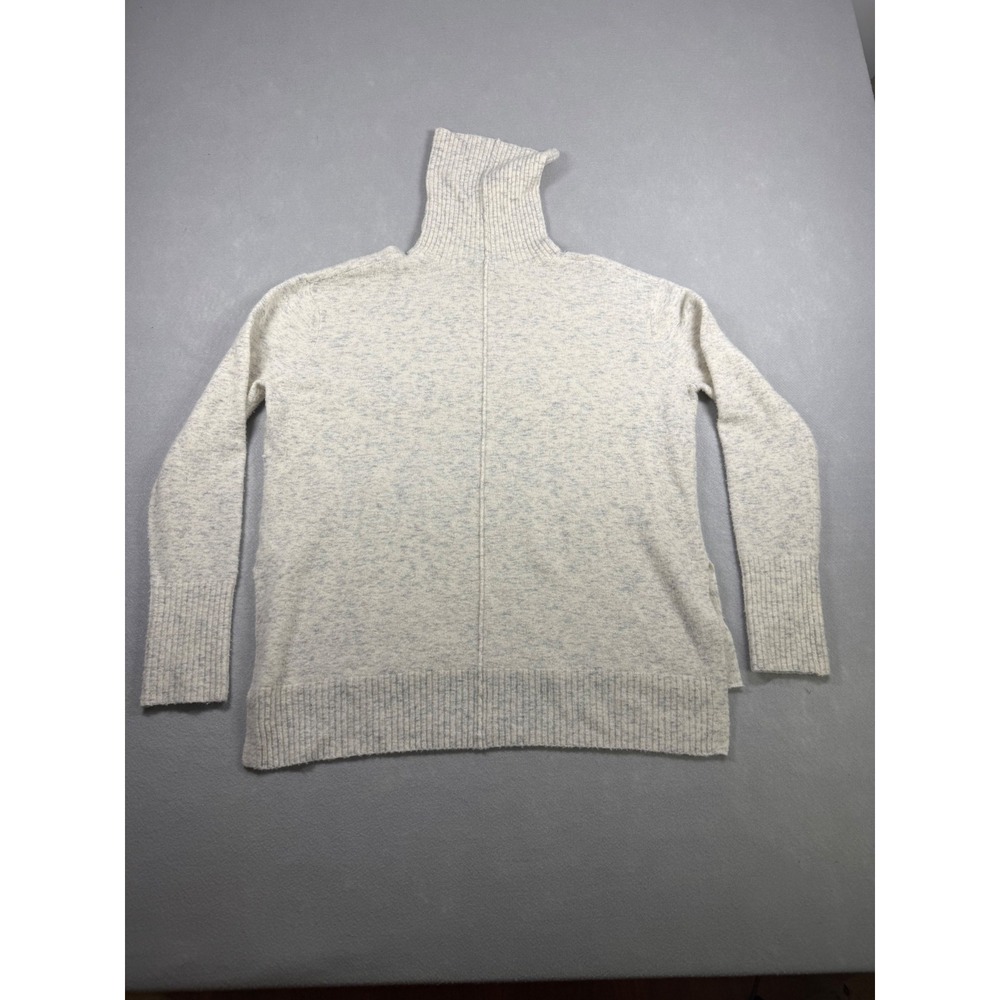 Athleta Womens Turtleneck Sweater Oatmeal Cream Marl High Low Hem Pullover - Picture 4 of 4